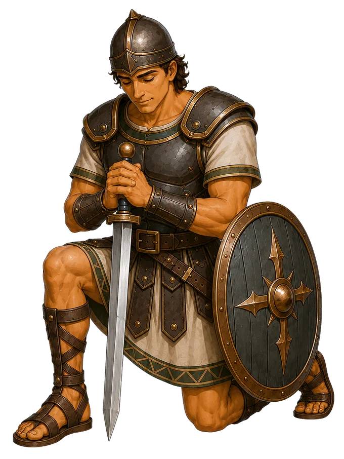 Kneeling prayer character pose
