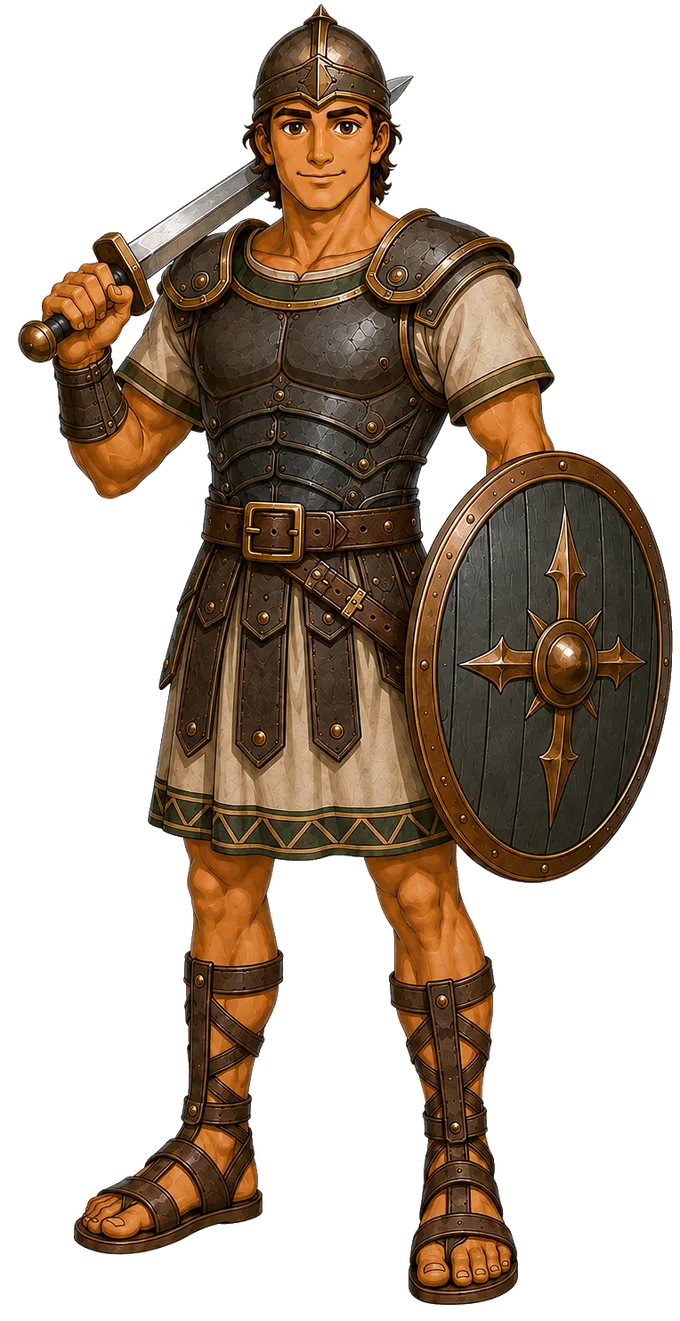 Sword-shouldered character pose